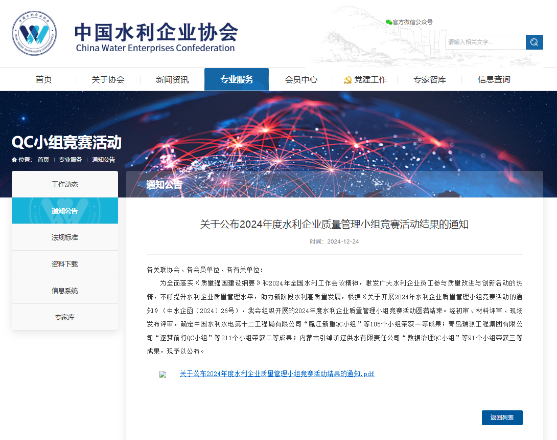 关于公布2024年度水利企业质量管理小组竞赛活动结果的通知.png